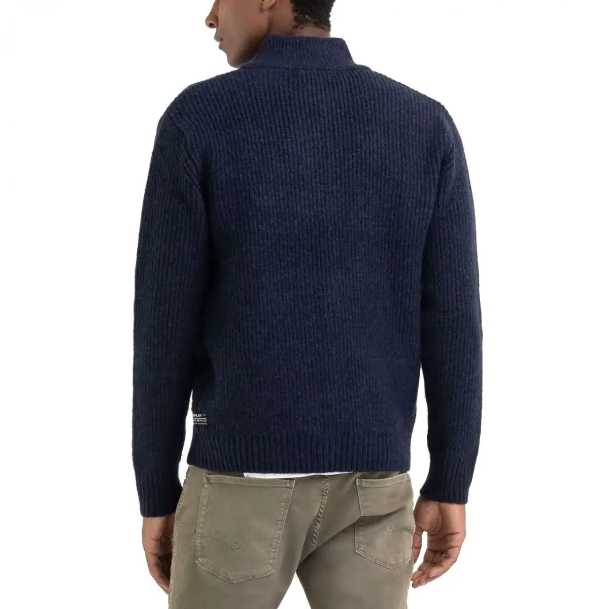 Maglia A Collo Alto Full Zip Deep Navy