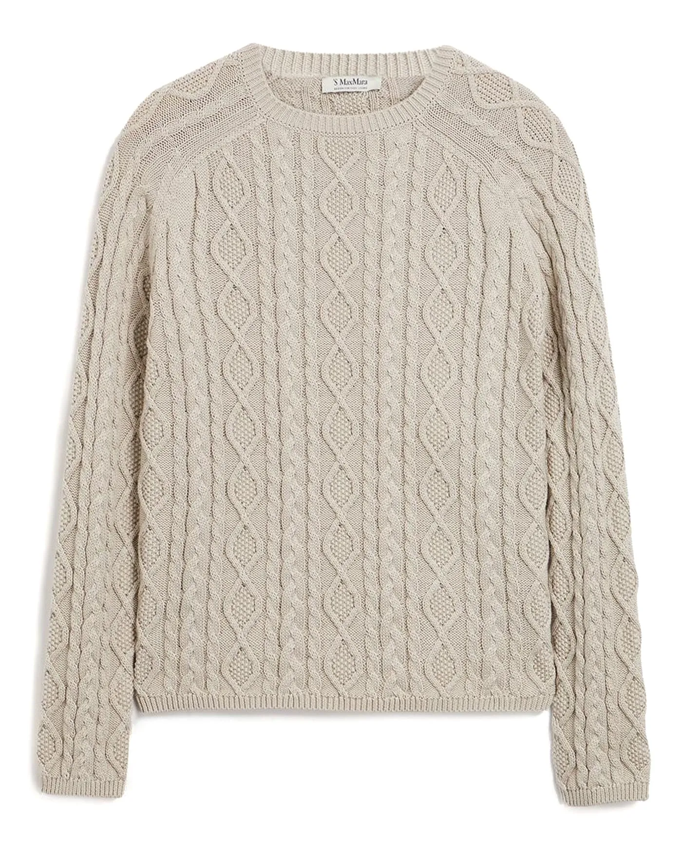 Maglia a trecce cotone tortora
