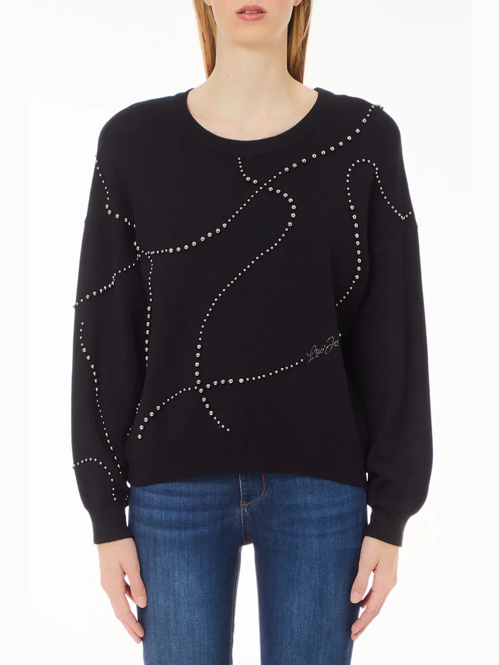 Maglia Chiusa Borchie Grigio e Nero Liu Jo