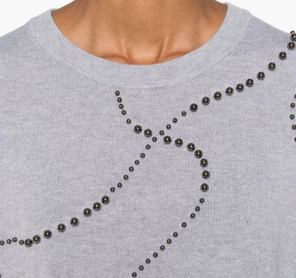 Maglia Chiusa Borchie Grigio e Nero Liu Jo