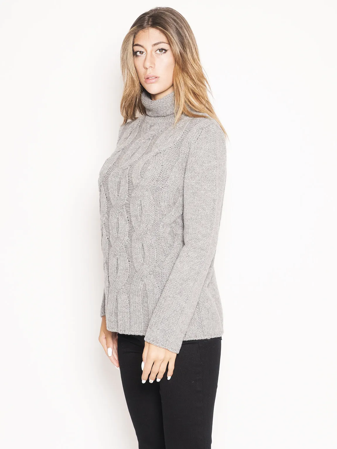 Maglia con Parte Anteriore a Trecce Grigio