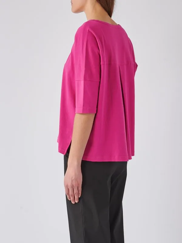 Maglia donna Gran Sasso in cotone con spacchi laterali Fucsia