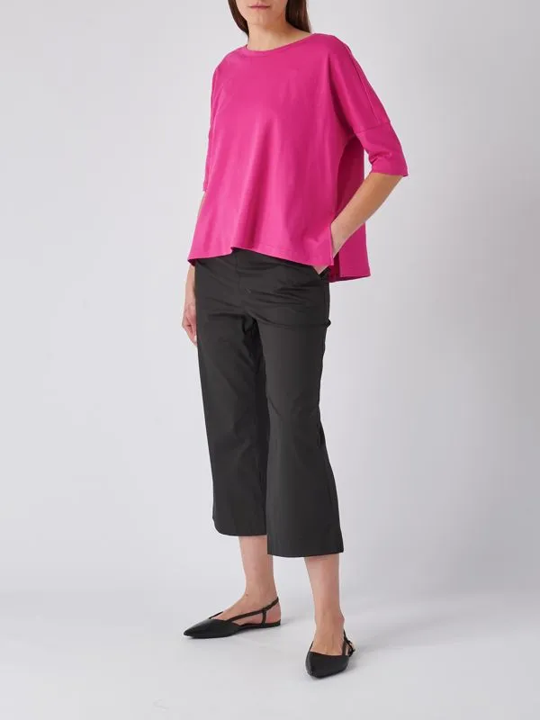 Maglia donna Gran Sasso in cotone con spacchi laterali Fucsia