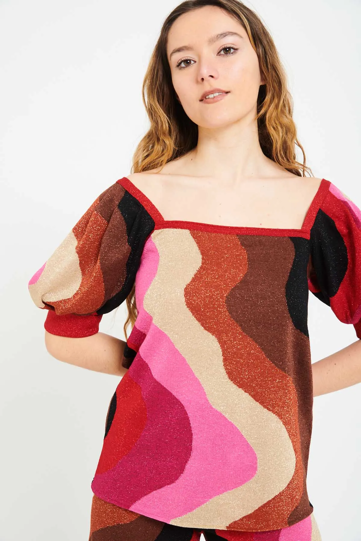 Maglia in lurex con scollo quadrato CIRCUS HOTEL