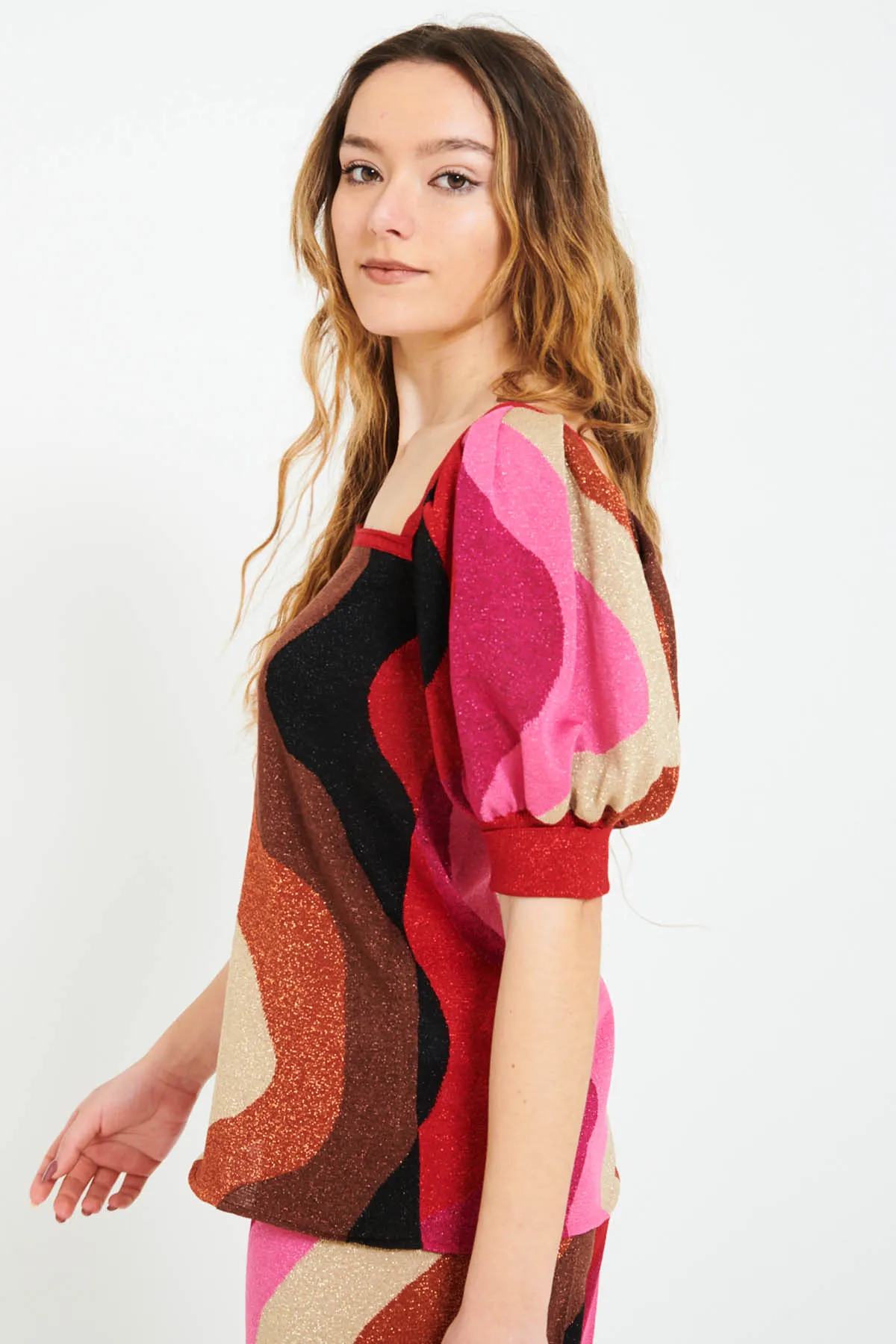 Maglia in lurex con scollo quadrato CIRCUS HOTEL