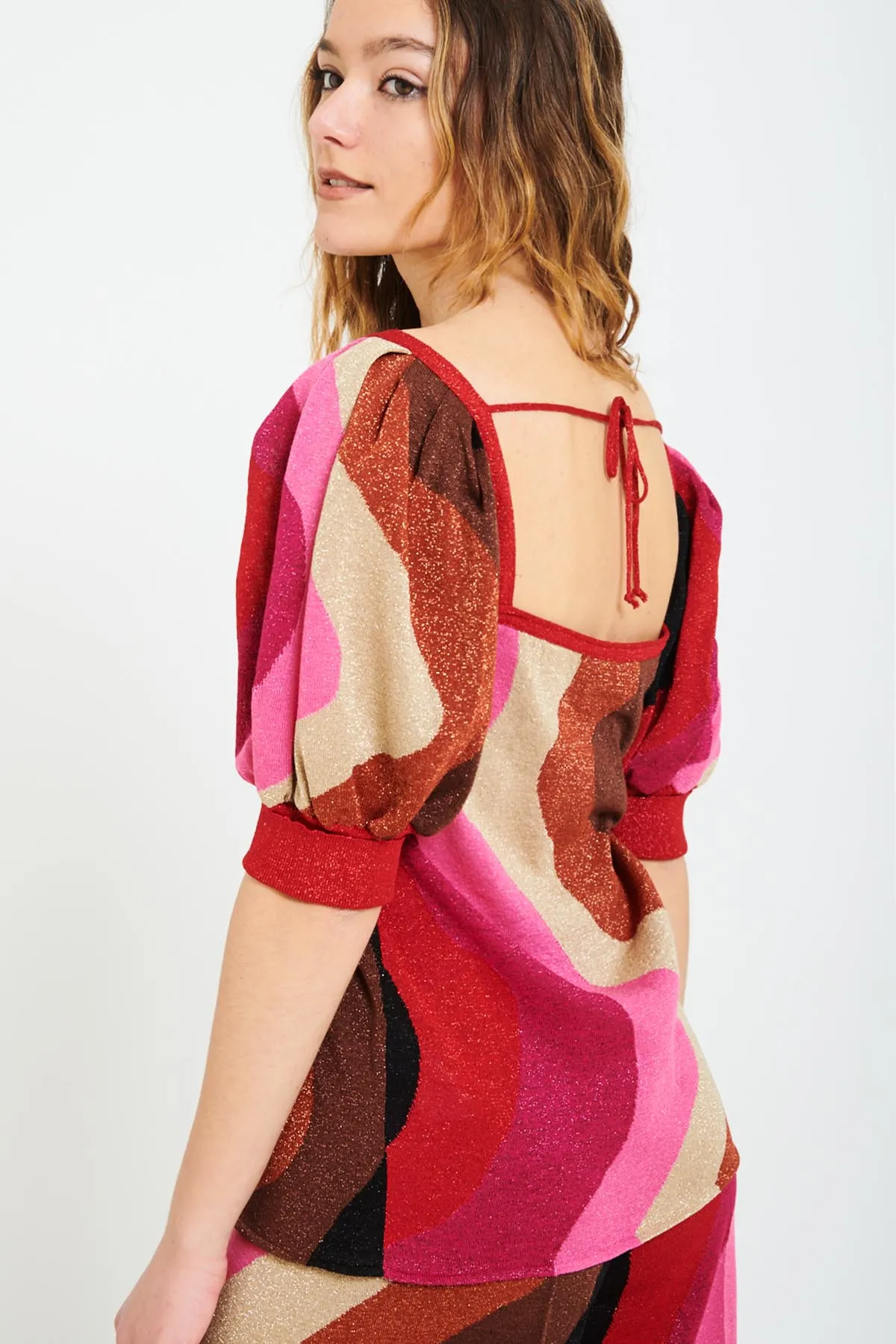 Maglia in lurex con scollo quadrato CIRCUS HOTEL