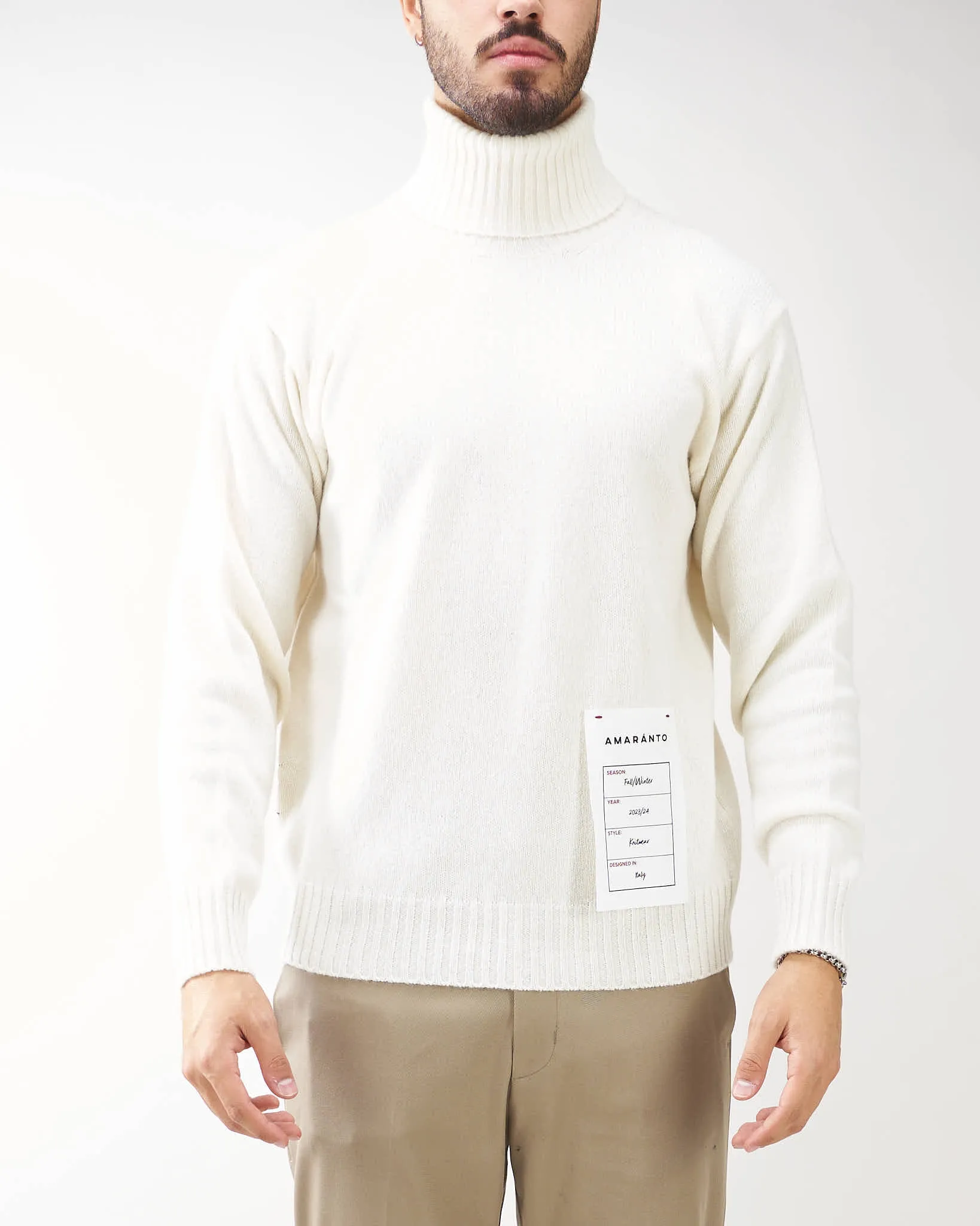 Maglia in misto cashmere a collo alto Amaranto
