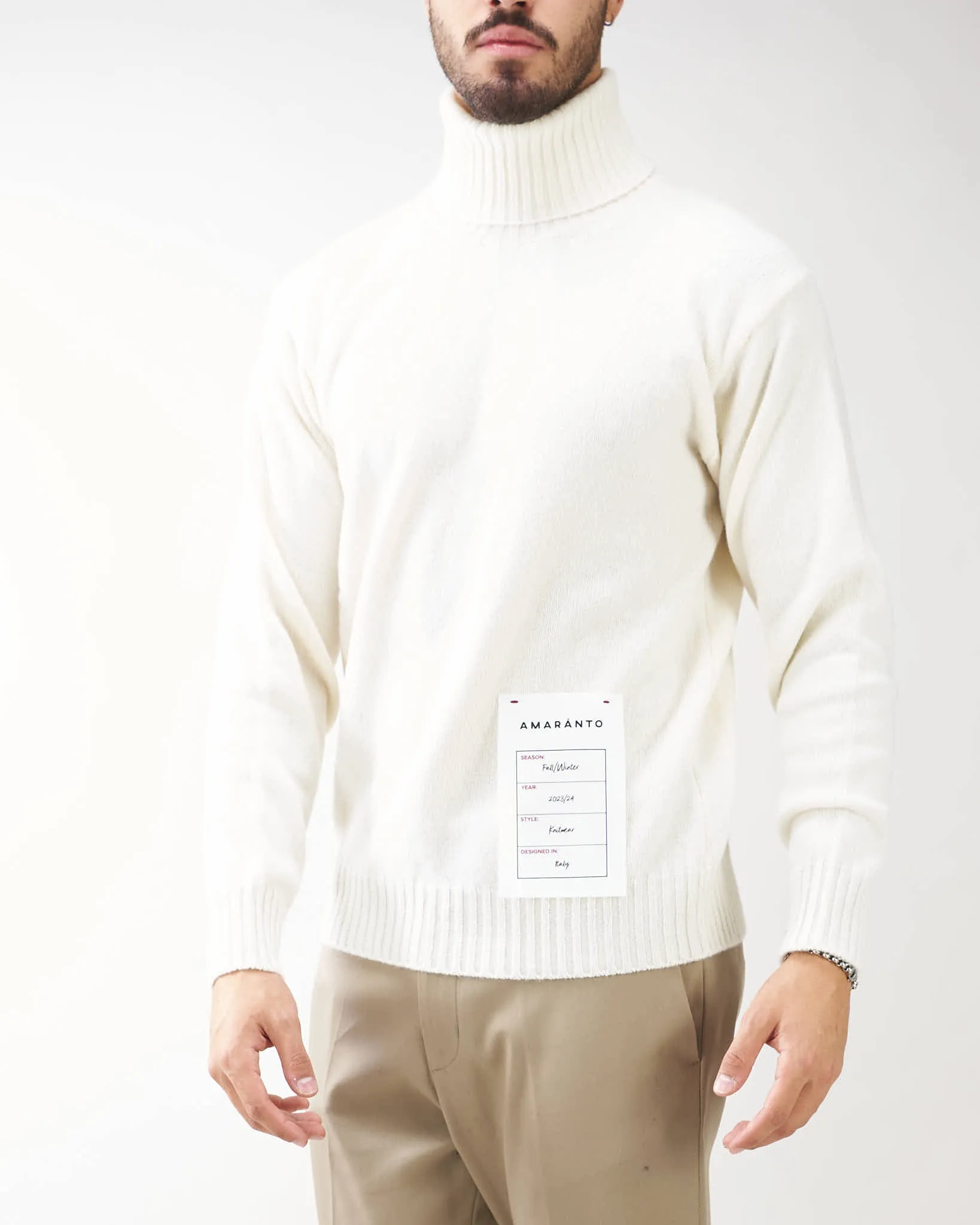 Maglia in misto cashmere a collo alto Amaranto