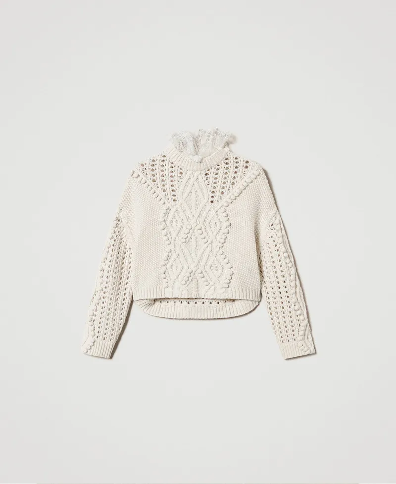 Maglia in misto lana con mix di punti