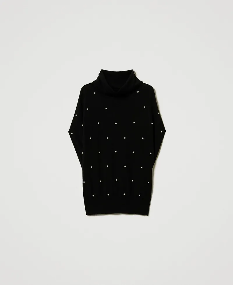 Maglia in misto lana con ricamo di perle