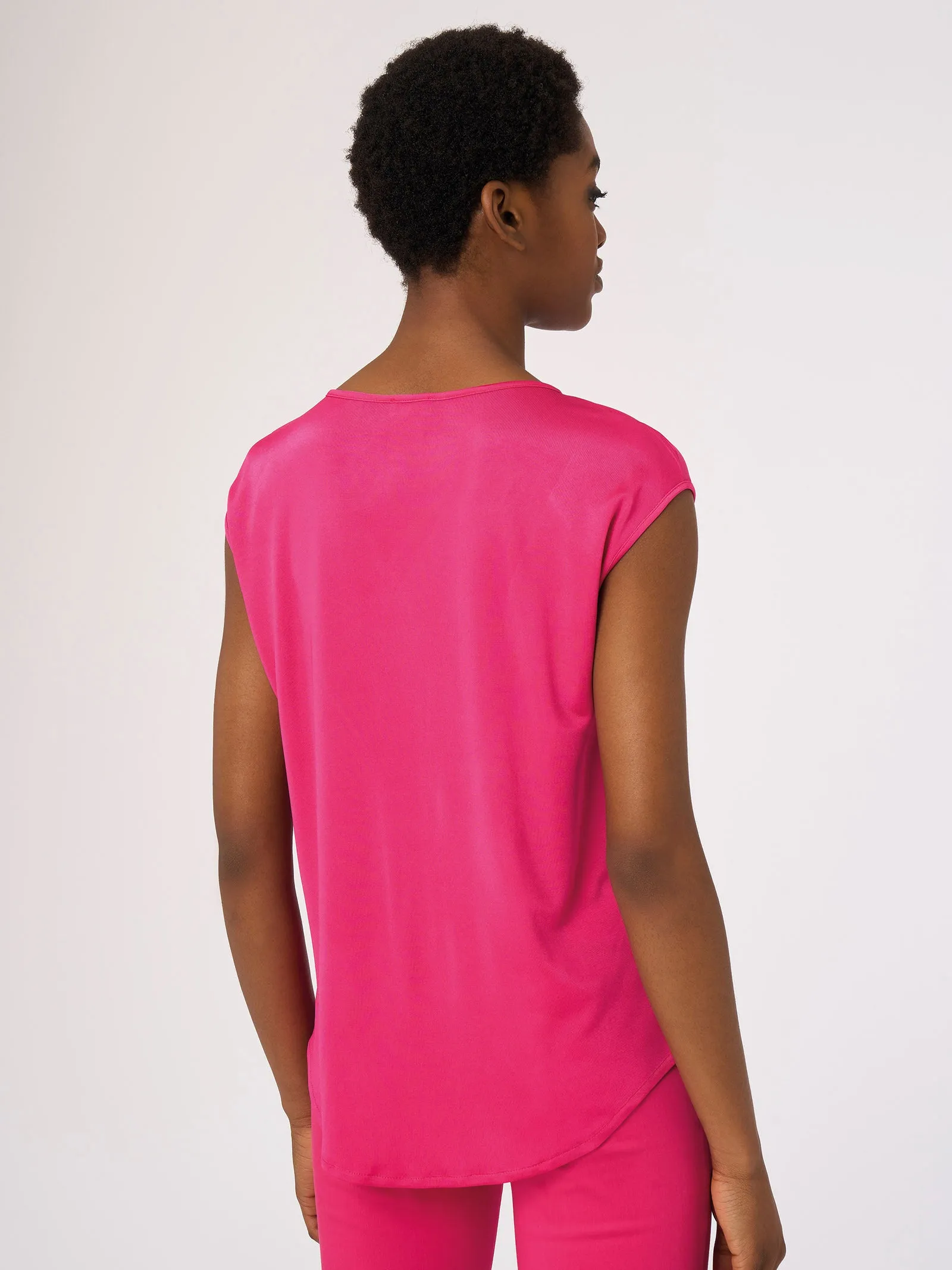 Maglietta in Satin Jersey - Pink Yarrow