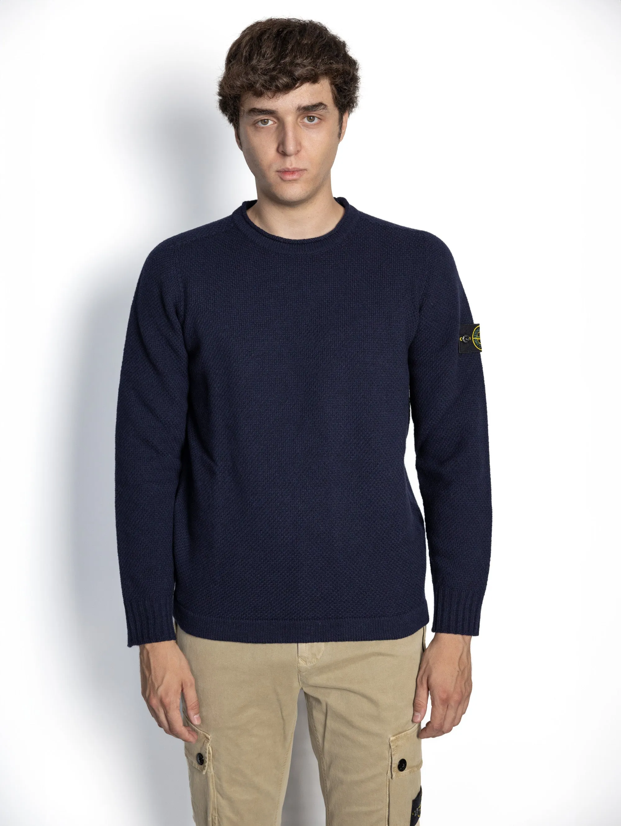 Maglione con Finitura in Rilievo Blu