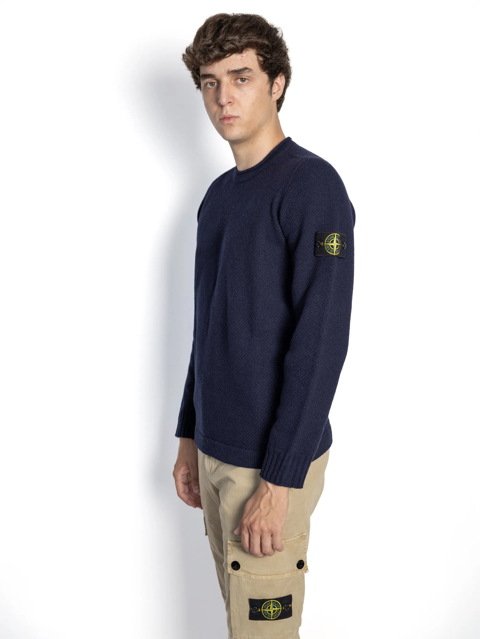 Maglione con Finitura in Rilievo Blu