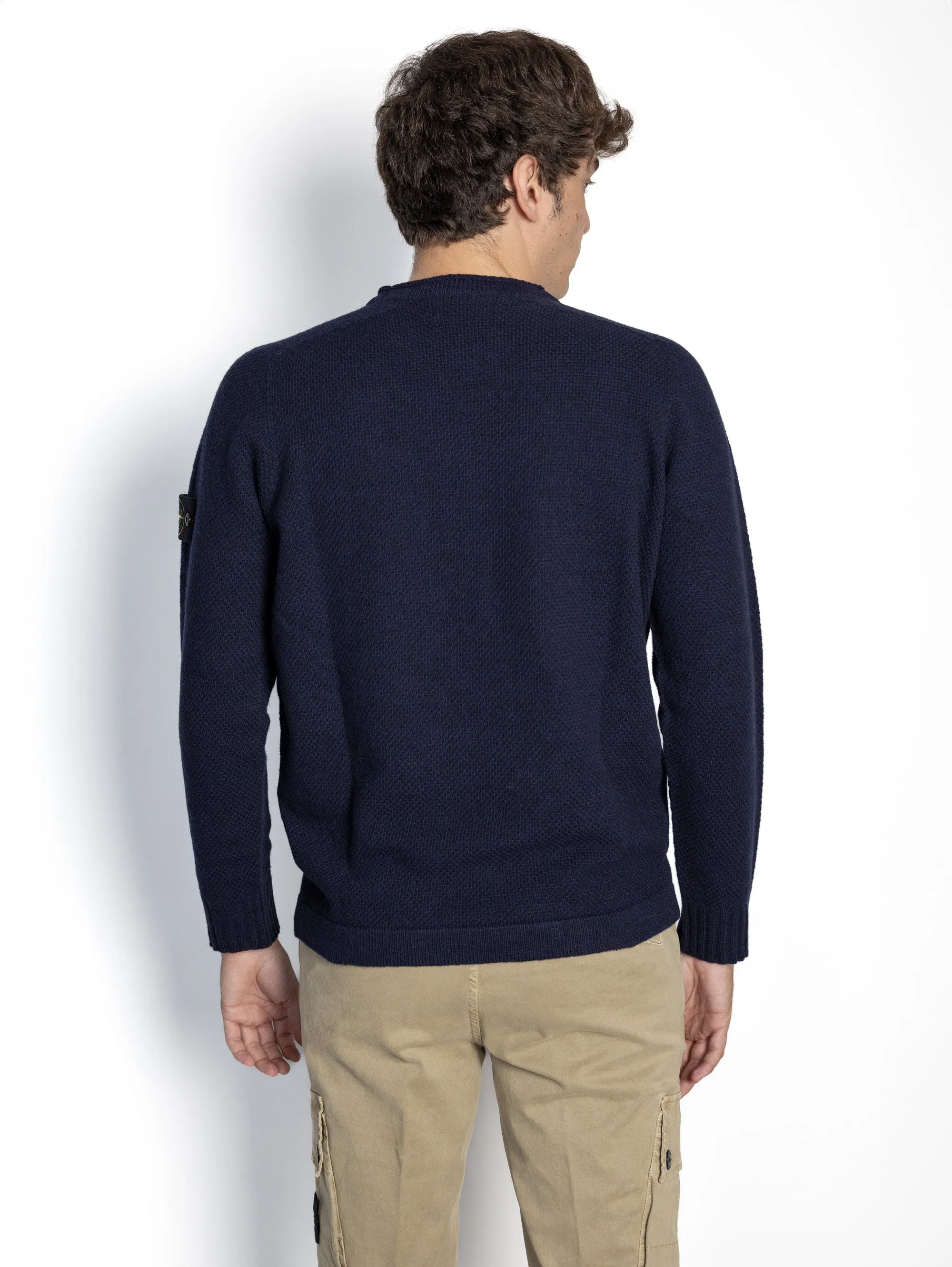 Maglione con Finitura in Rilievo Blu