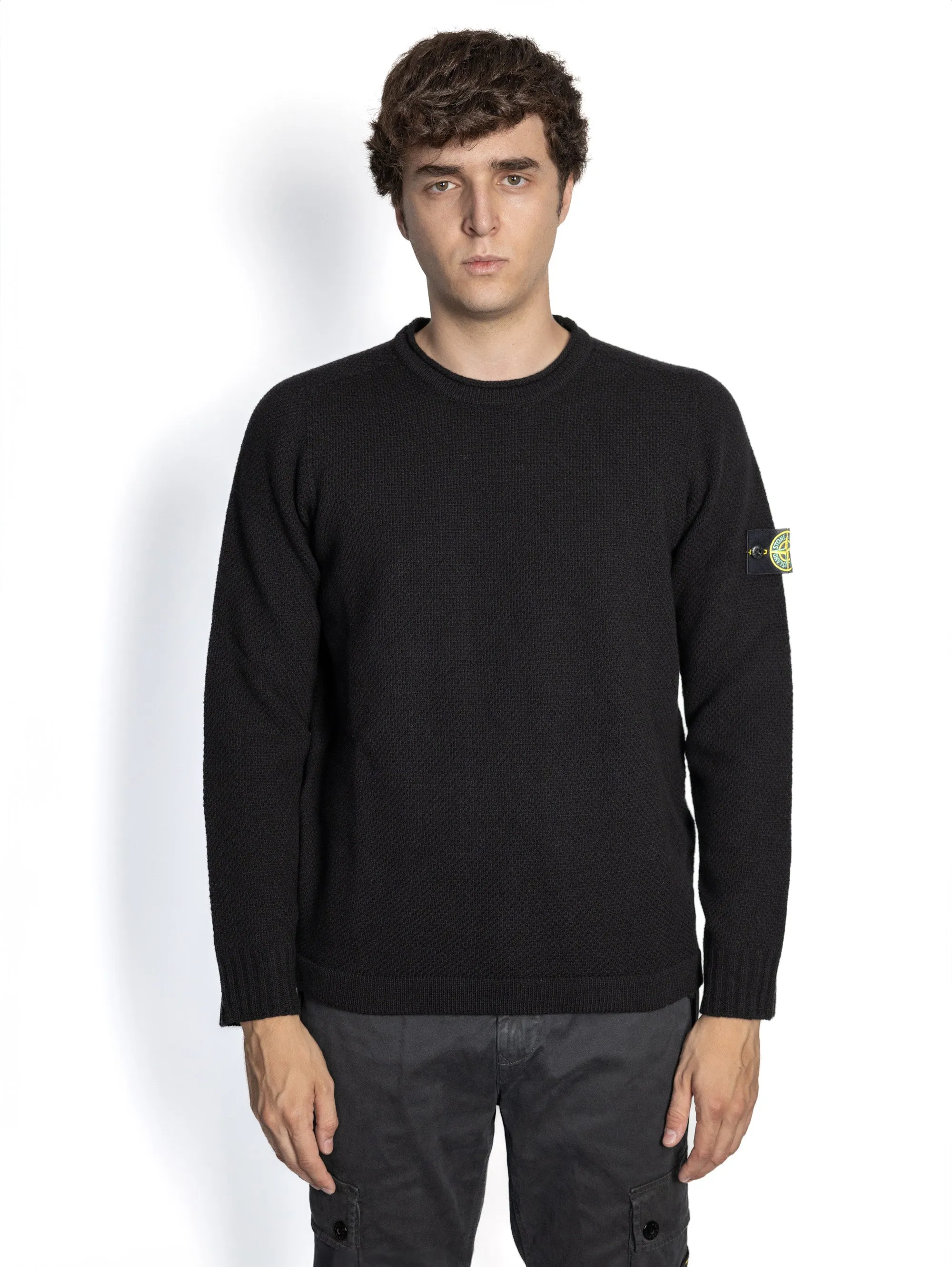 Maglione con Finitura in Rilievo Nero