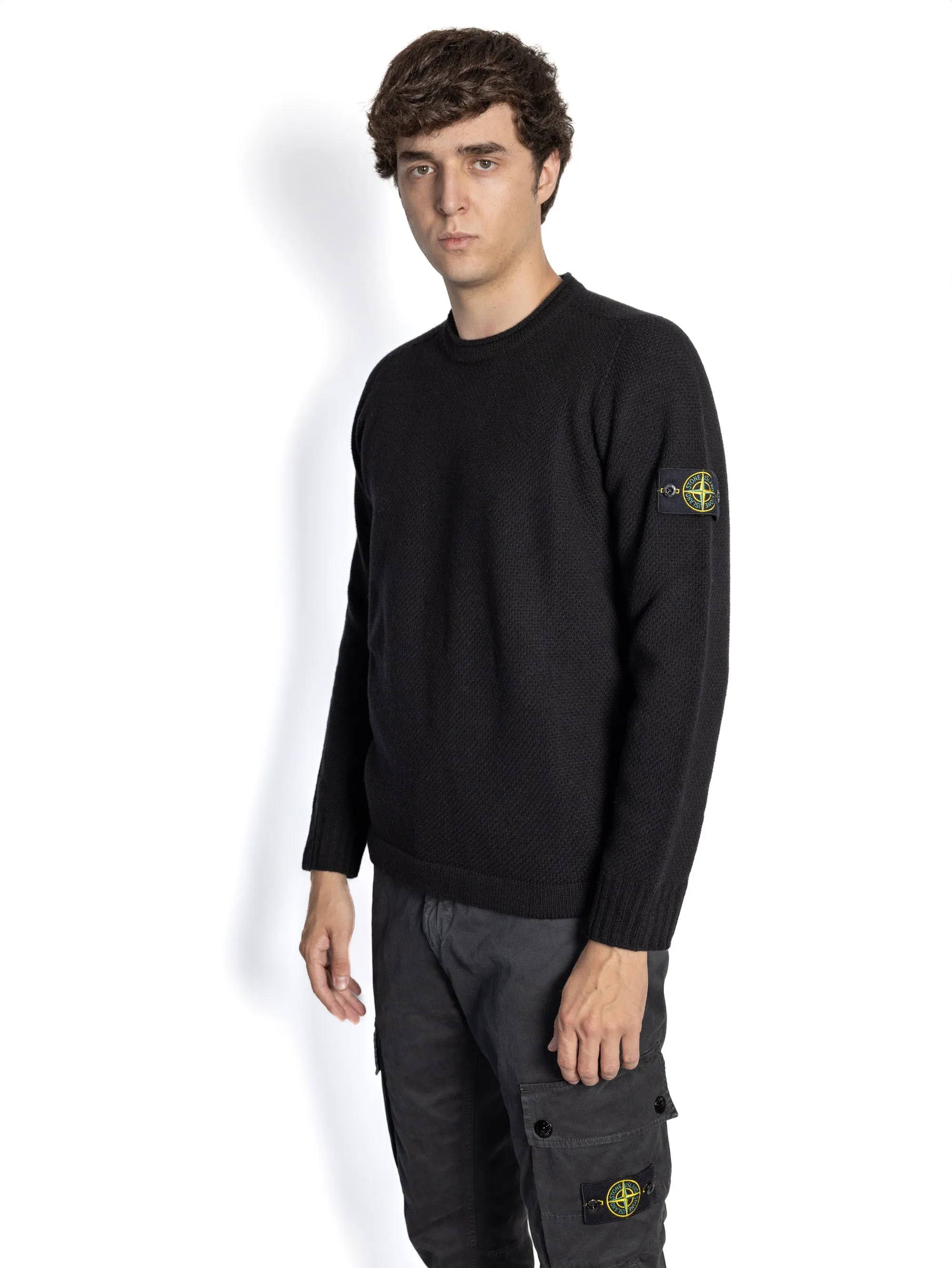 Maglione con Finitura in Rilievo Nero