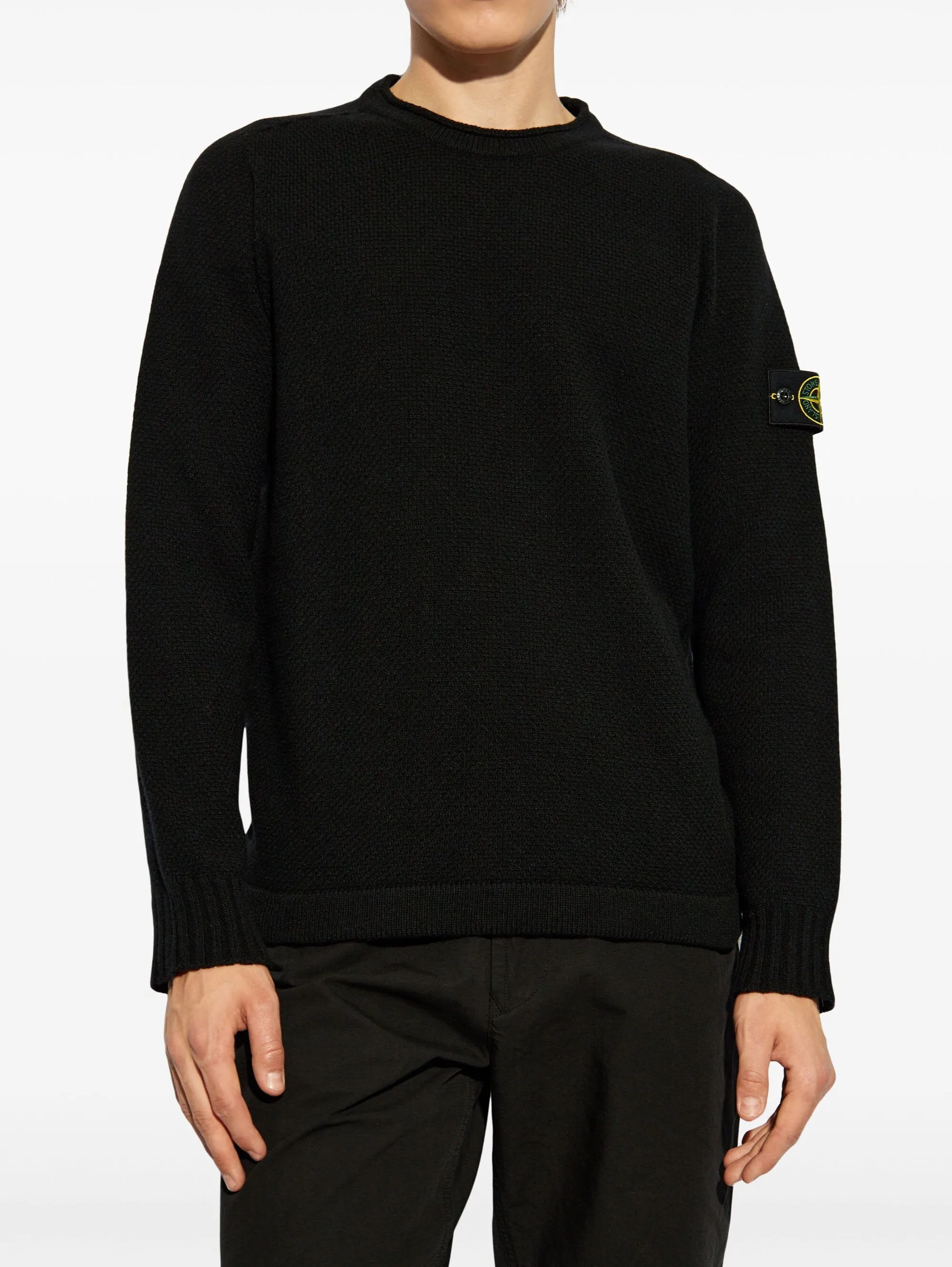 Maglione con Finitura in Rilievo Nero