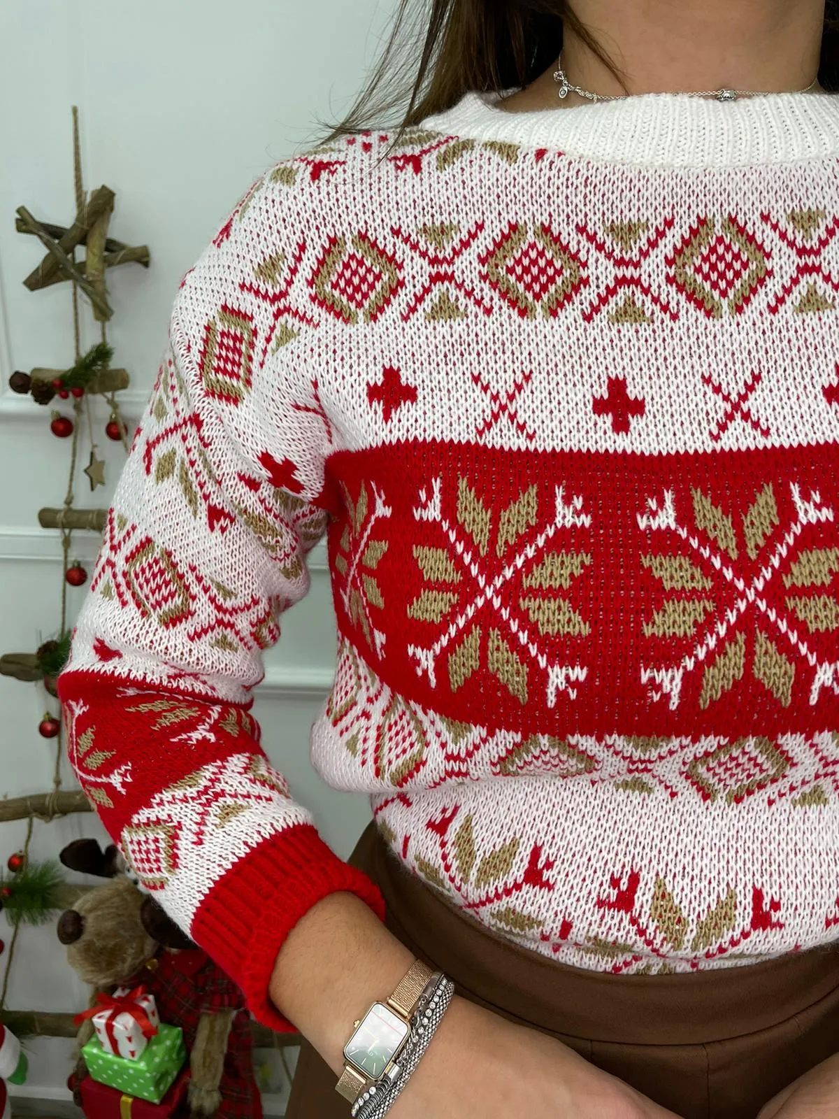Maglione natalizio con fiocco di neve