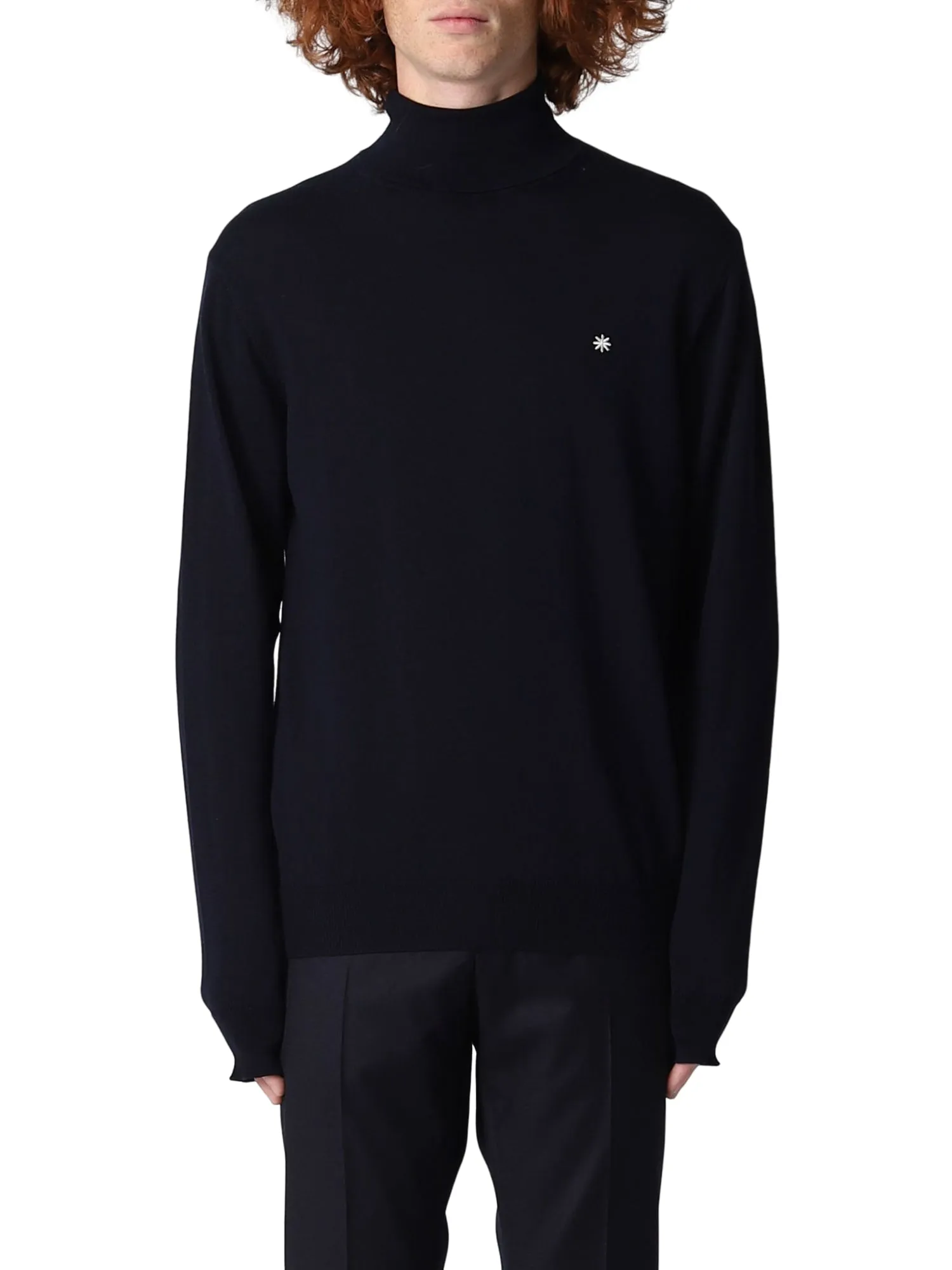 MANUEL RITZ Maglia dolcevita in lana Merinos Blu