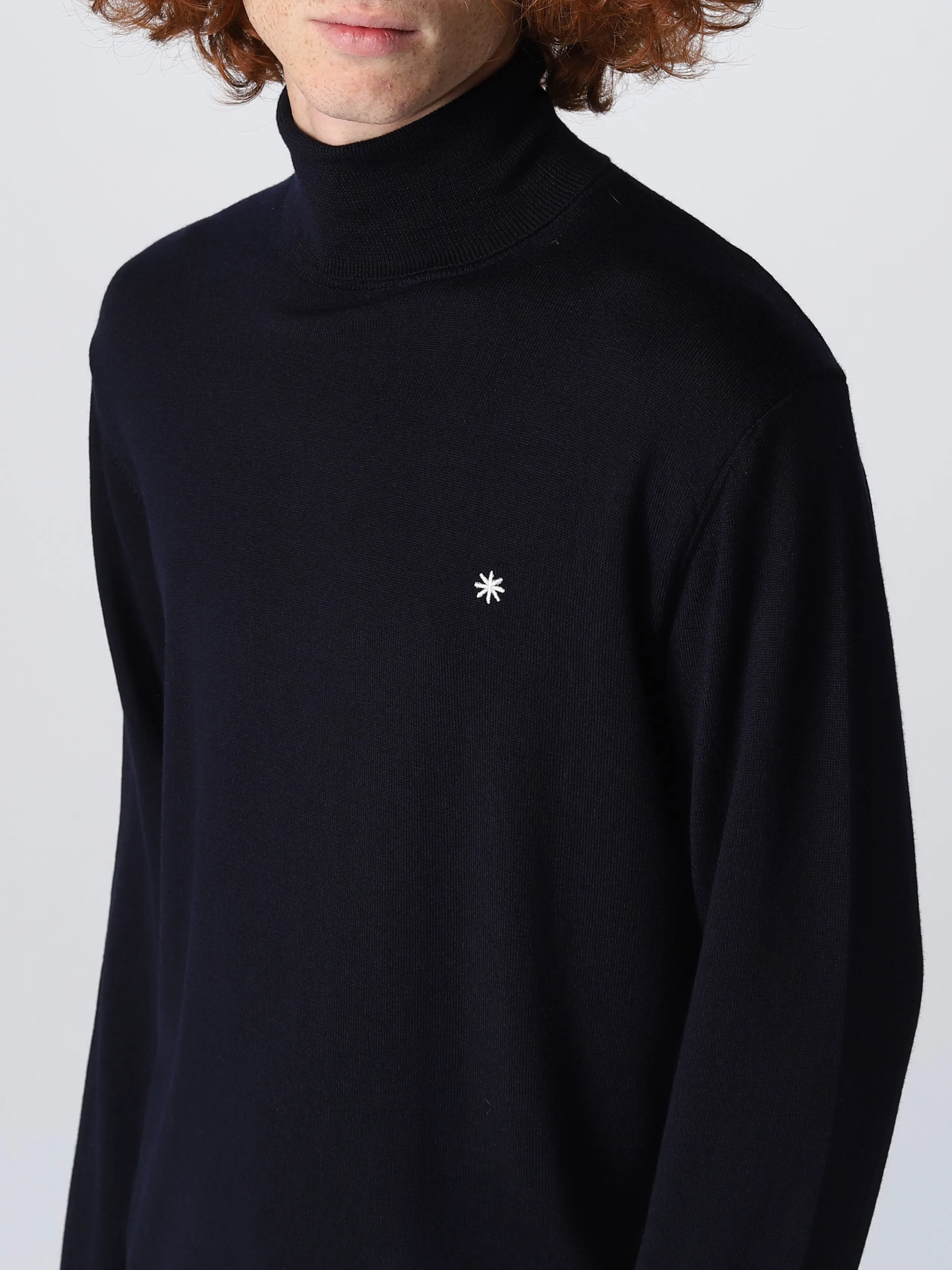 MANUEL RITZ Maglia dolcevita in lana Merinos Blu