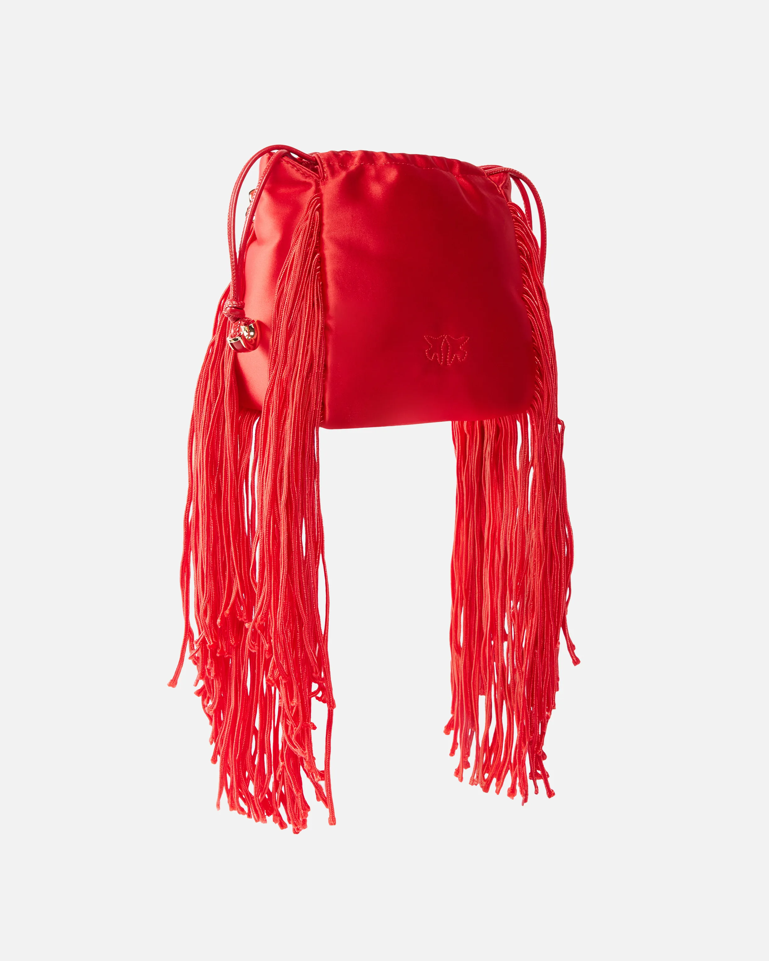  Mini borsa pochette in satin con frange    