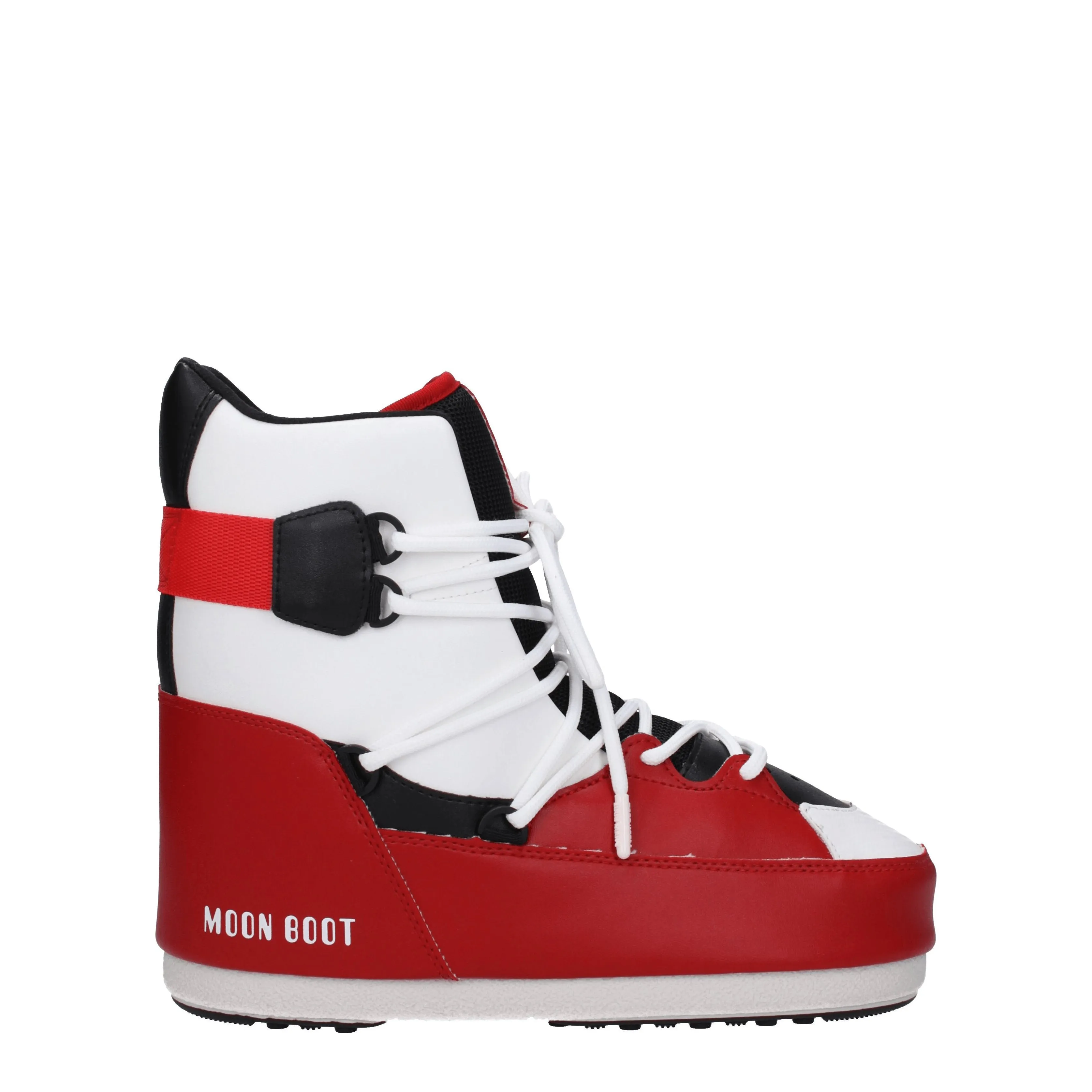 Moon Boot Stivaletti Sneaker mid Uomo Tessuto Bianco/Rosso
