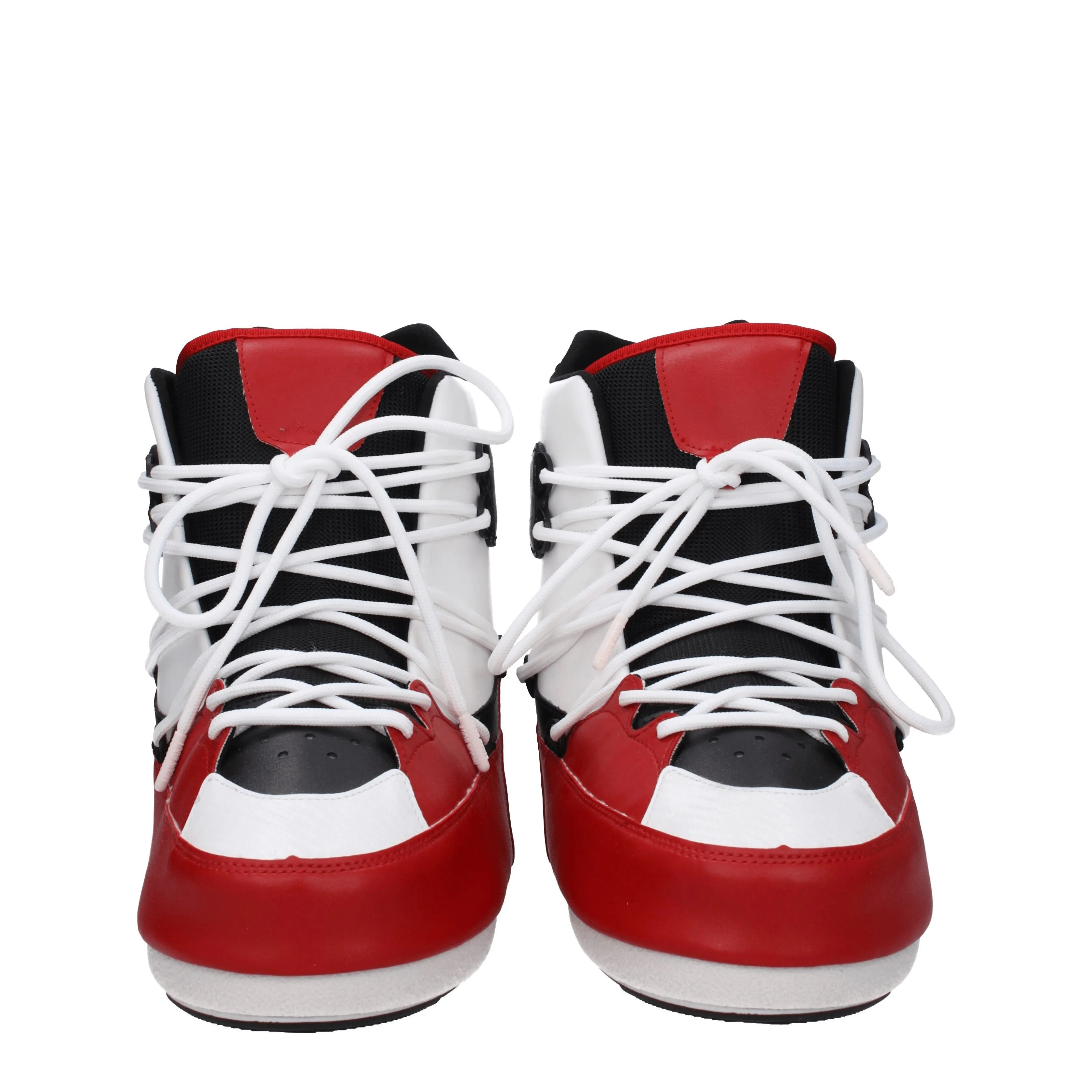 Moon Boot Stivaletti Sneaker mid Uomo Tessuto Bianco/Rosso