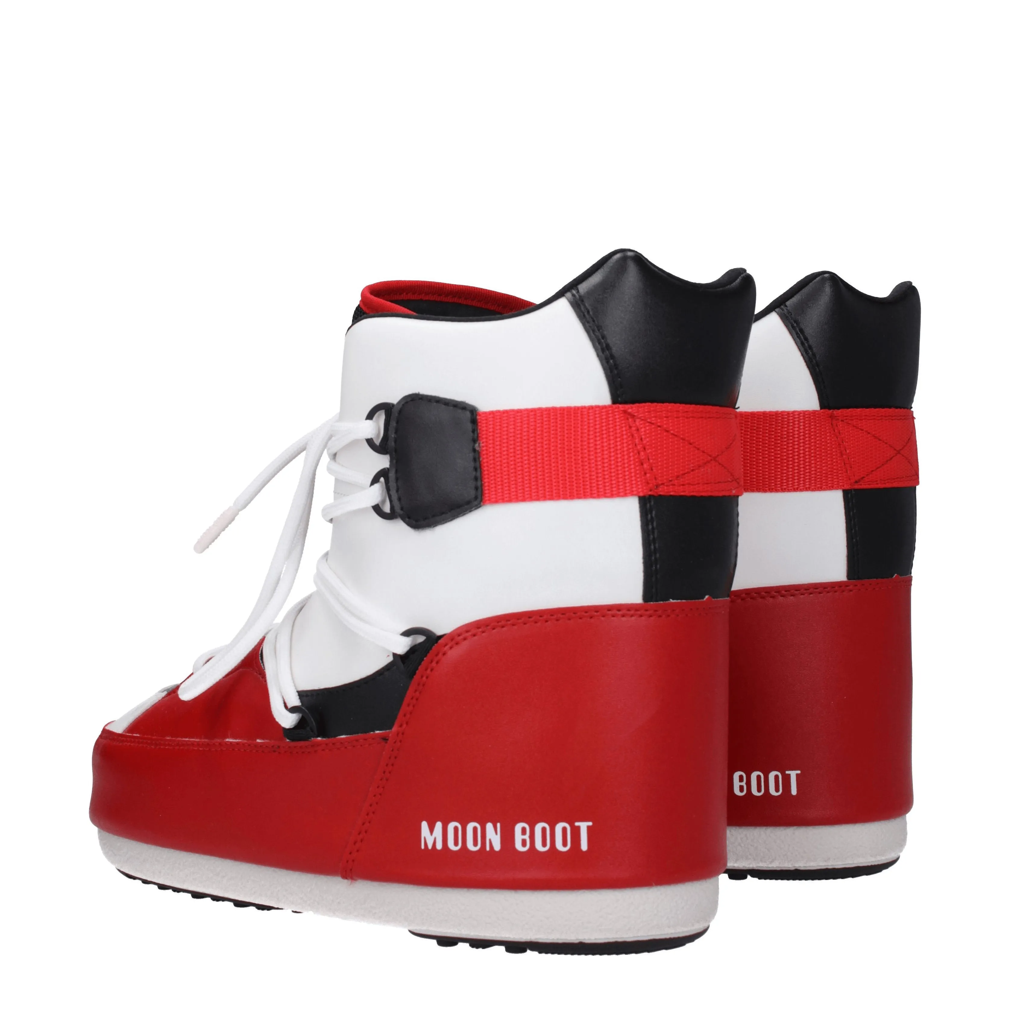 Moon Boot Stivaletti Sneaker mid Uomo Tessuto Bianco/Rosso