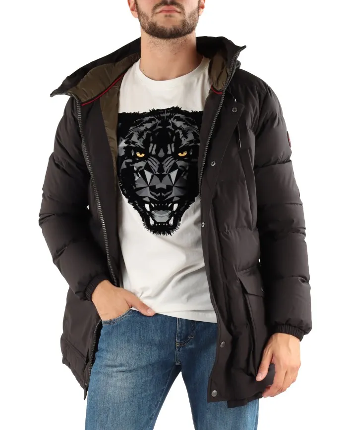 MUSEUM Giaccone Uomo Arnold A-ET Piumino Cappuccio Impermeabile Nero 002 BLACK