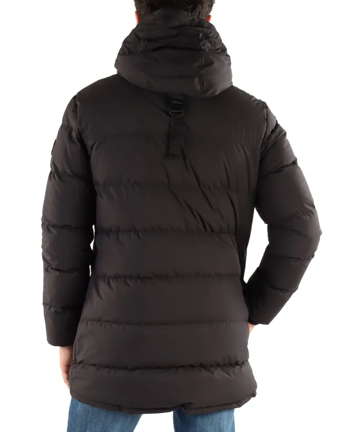 MUSEUM Giaccone Uomo Arnold A-ET Piumino Cappuccio Impermeabile Nero 002 BLACK