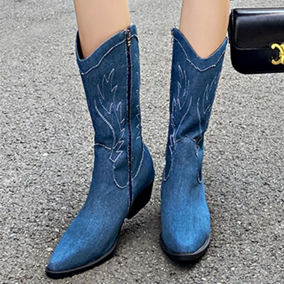 New Chunky Donna Inverno Cowboy Stivali Chelsea 2023 Goth Gladiatore Punta a punta Cerniera Mujer Zapatos Walking Punk Motorcycl