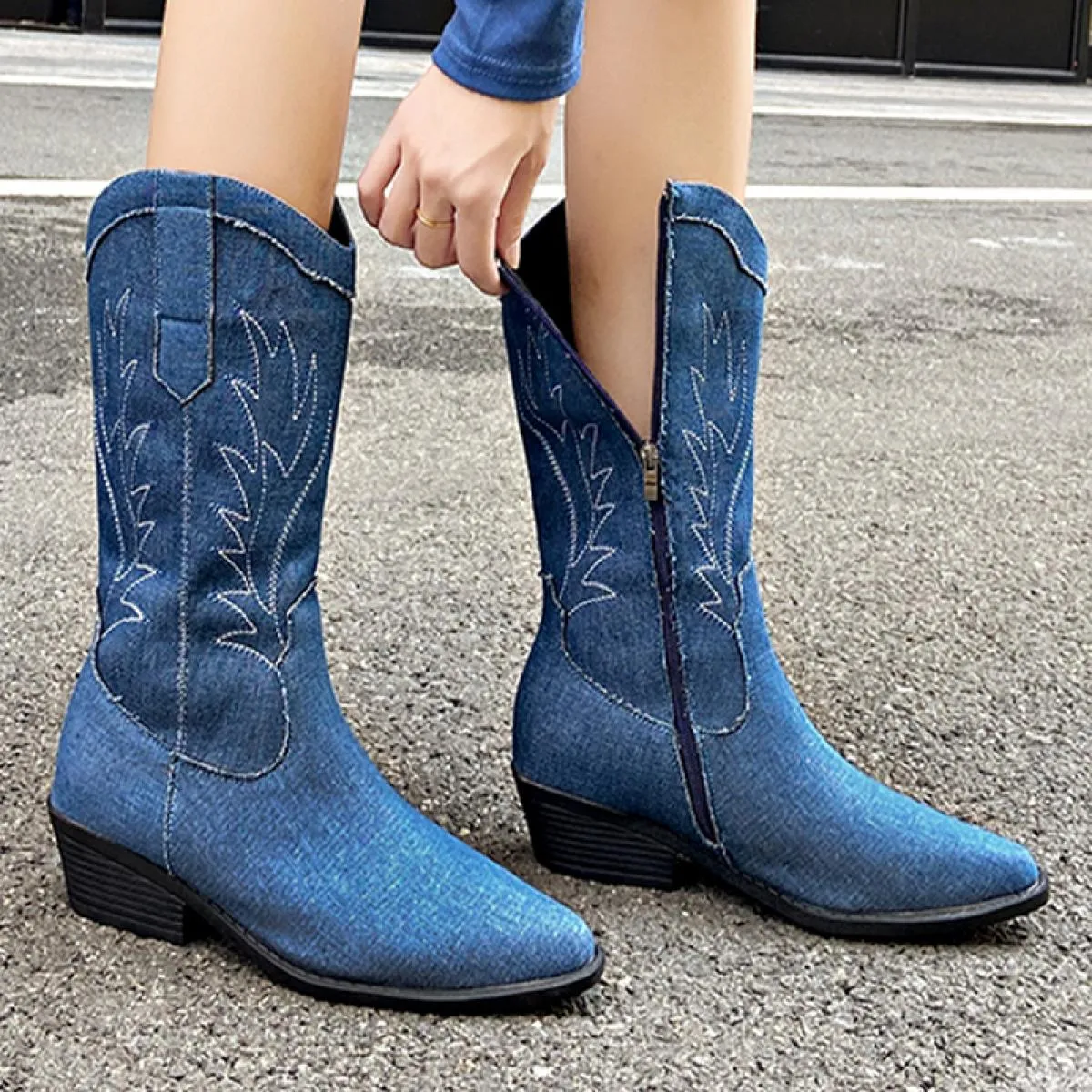 New Chunky Donna Inverno Cowboy Stivali Chelsea 2023 Goth Gladiatore Punta a punta Cerniera Mujer Zapatos Walking Punk Motorcycl