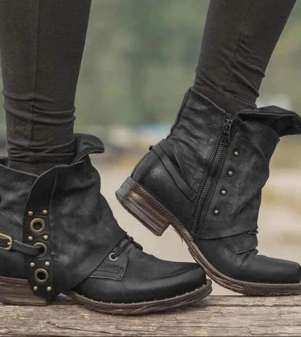 Nuovi stivaletti da donna Spot Zip Autunno e inverno New Hot Big Size Retro Square Head Womens Pu Leather Bootsankle Boo