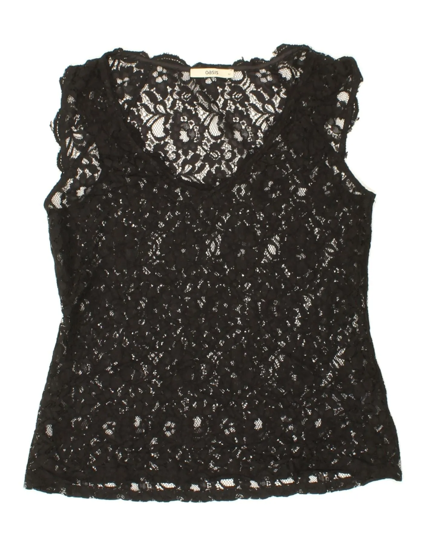 OASIS Womens Sleeveless Blouse Top UK 12 Medium Black Floral Polyamide