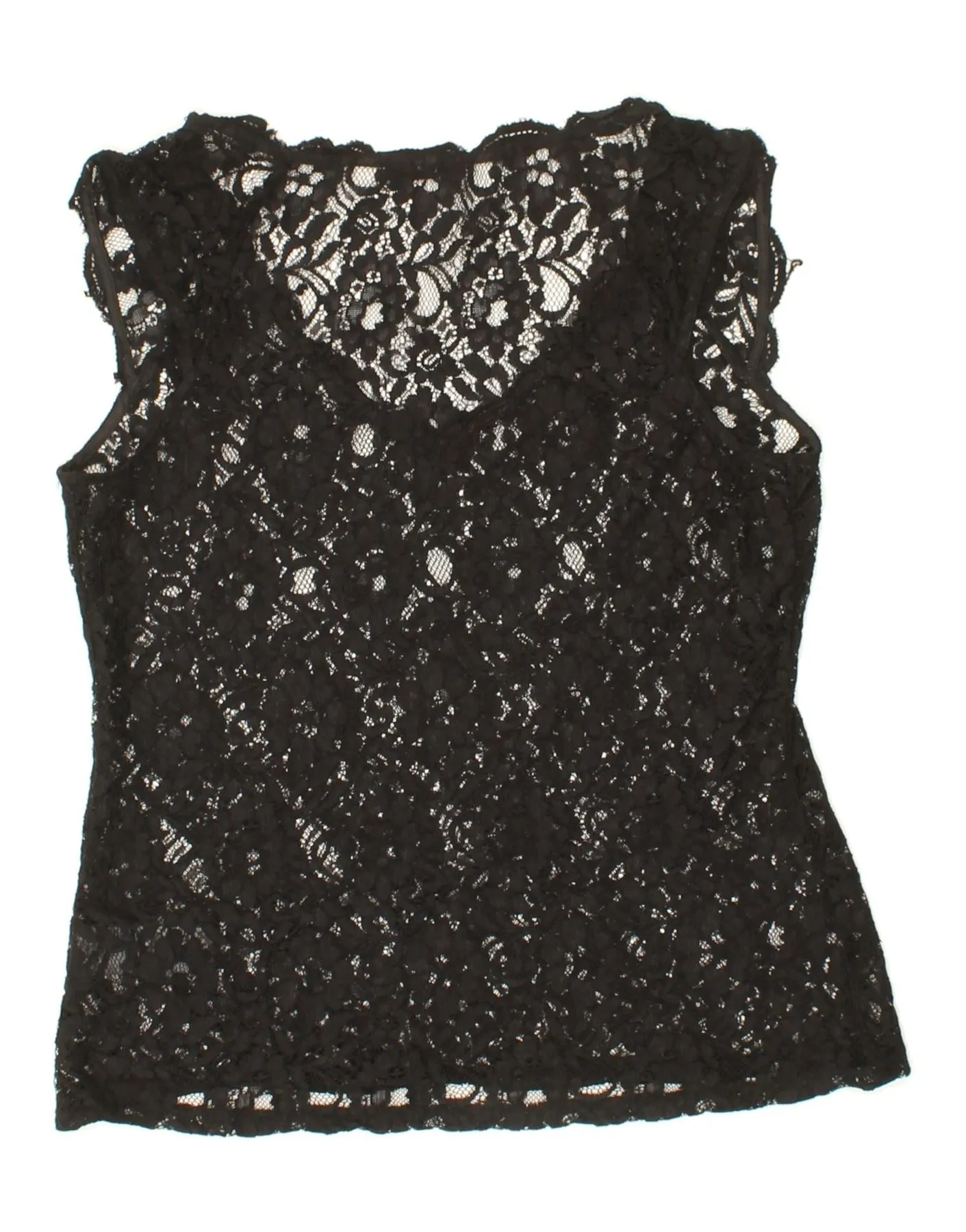 OASIS Womens Sleeveless Blouse Top UK 12 Medium Black Floral Polyamide