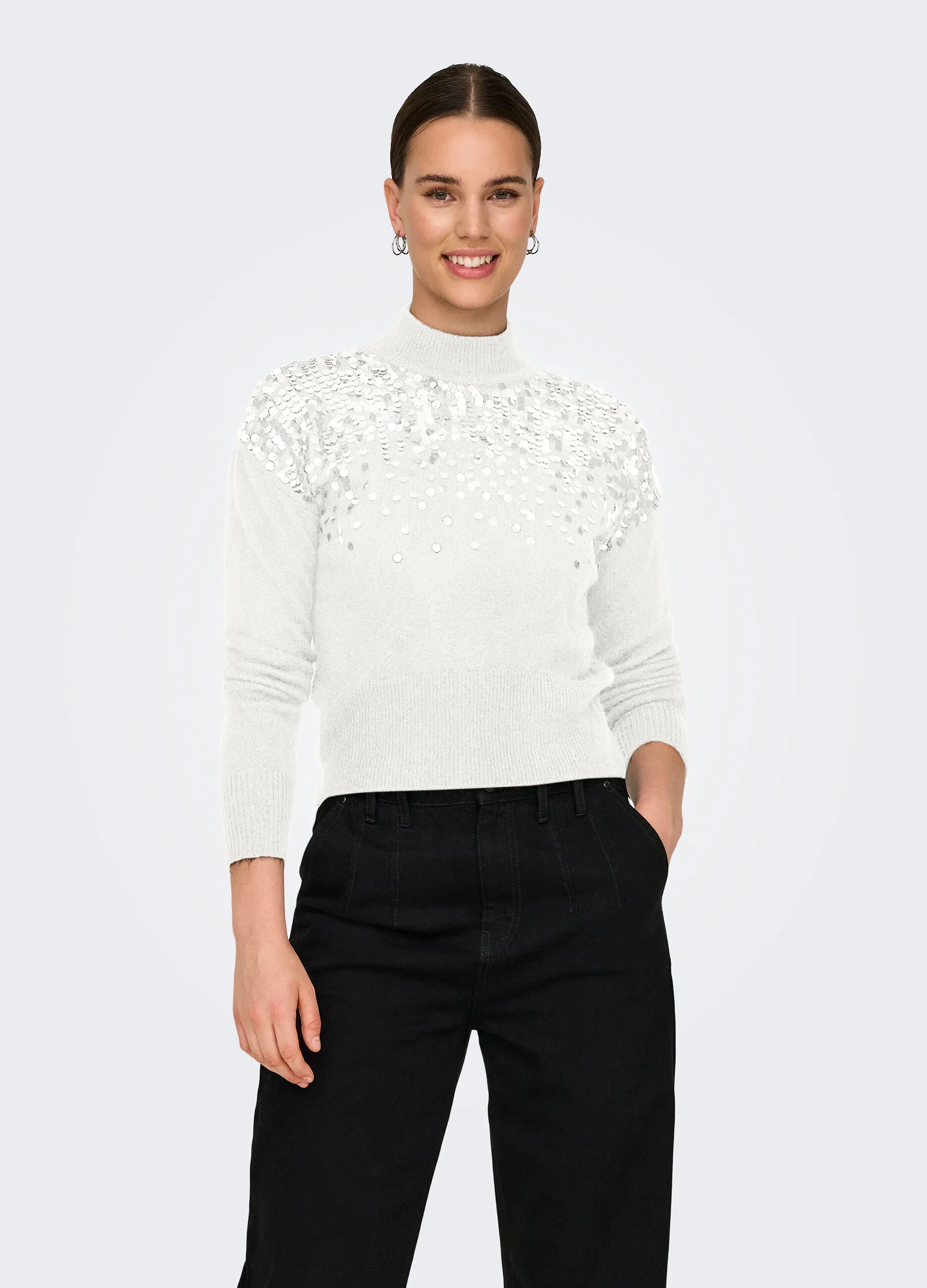 ONLY  Pullover a maniche lunghe con paillettes donna