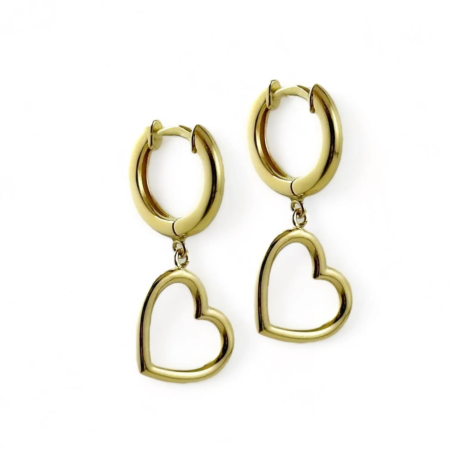 Orecchini in oro giallo con cuore pendente