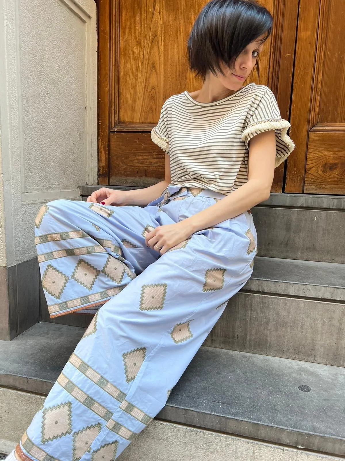 Pantalone Boho Azzurro