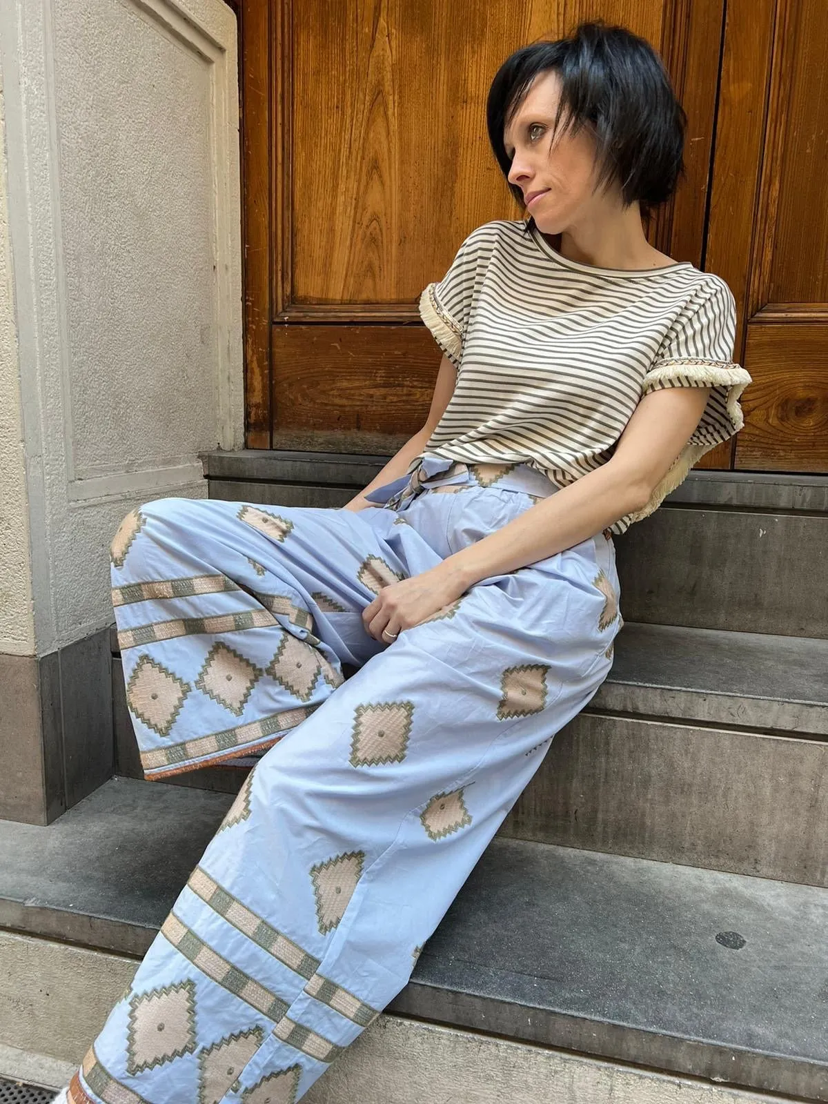 Pantalone Boho Azzurro