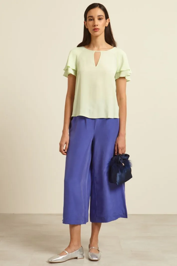 Pantaloni ampi in pura seta