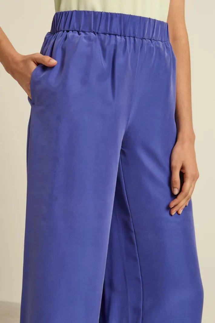 Pantaloni ampi in pura seta