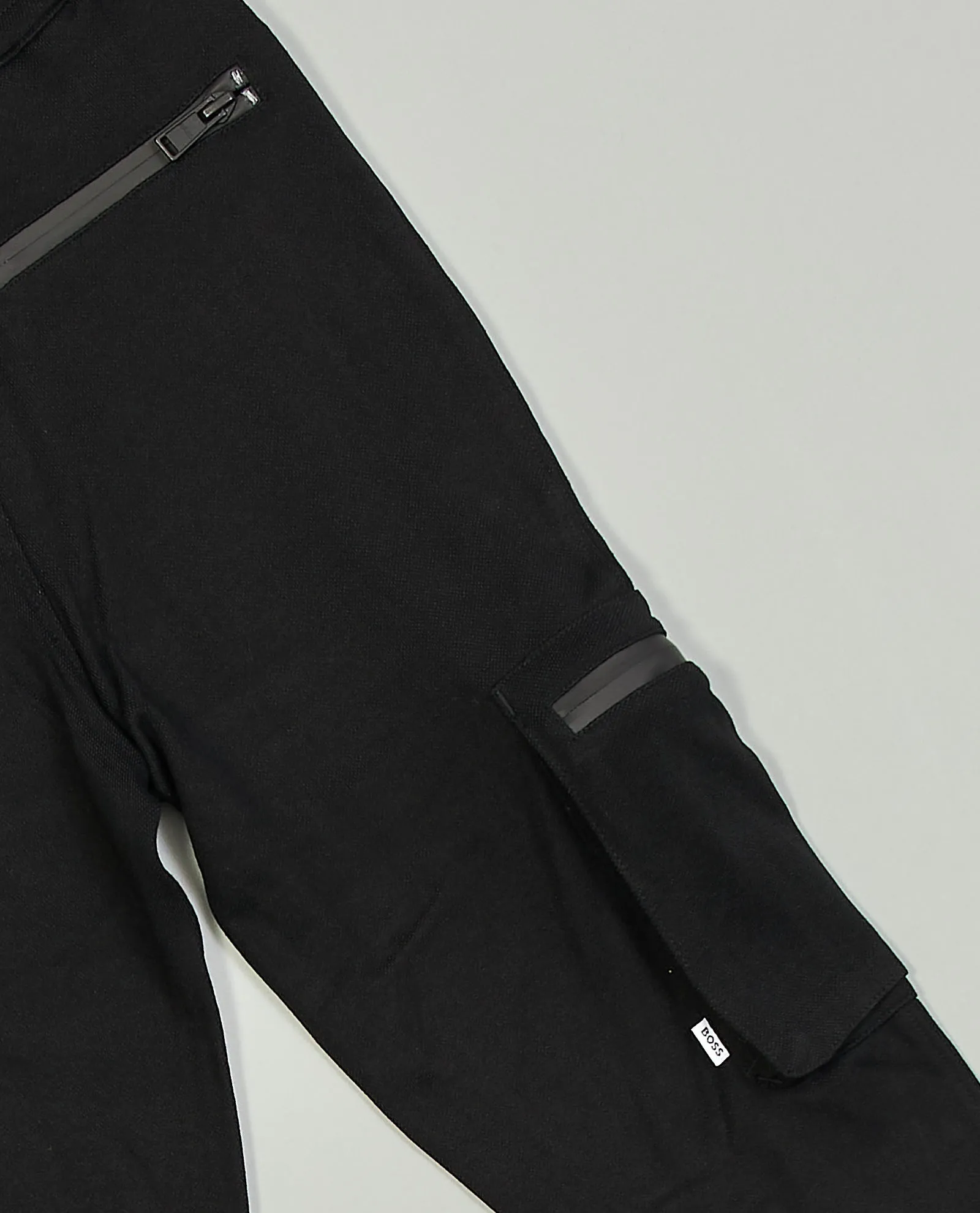 Pantaloni sportivi neri Boss bambino in piquè elasticizzato