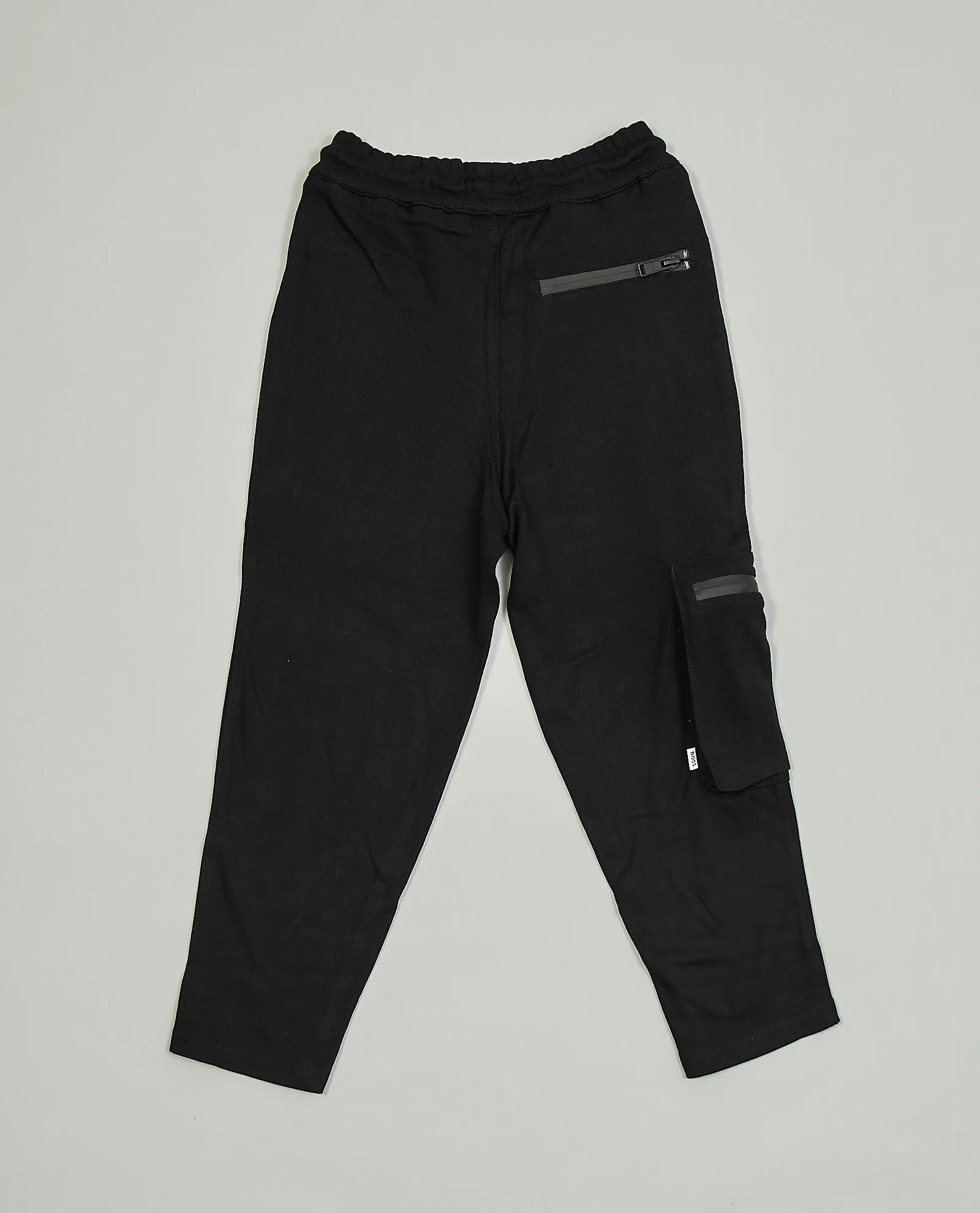 Pantaloni sportivi neri Boss bambino in piquè elasticizzato
