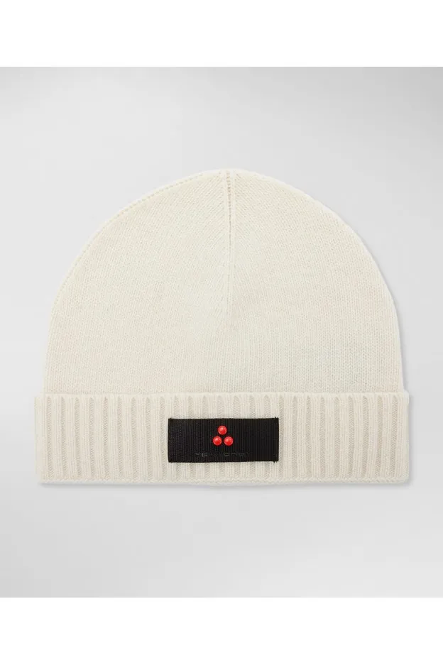 Peuterey Cappello in Tricost Misto Lana Bianco