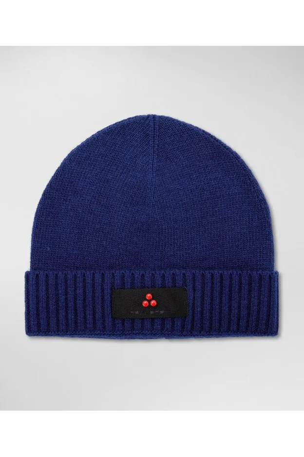 Peuterey Cappello in Tricost Misto Lana Blu