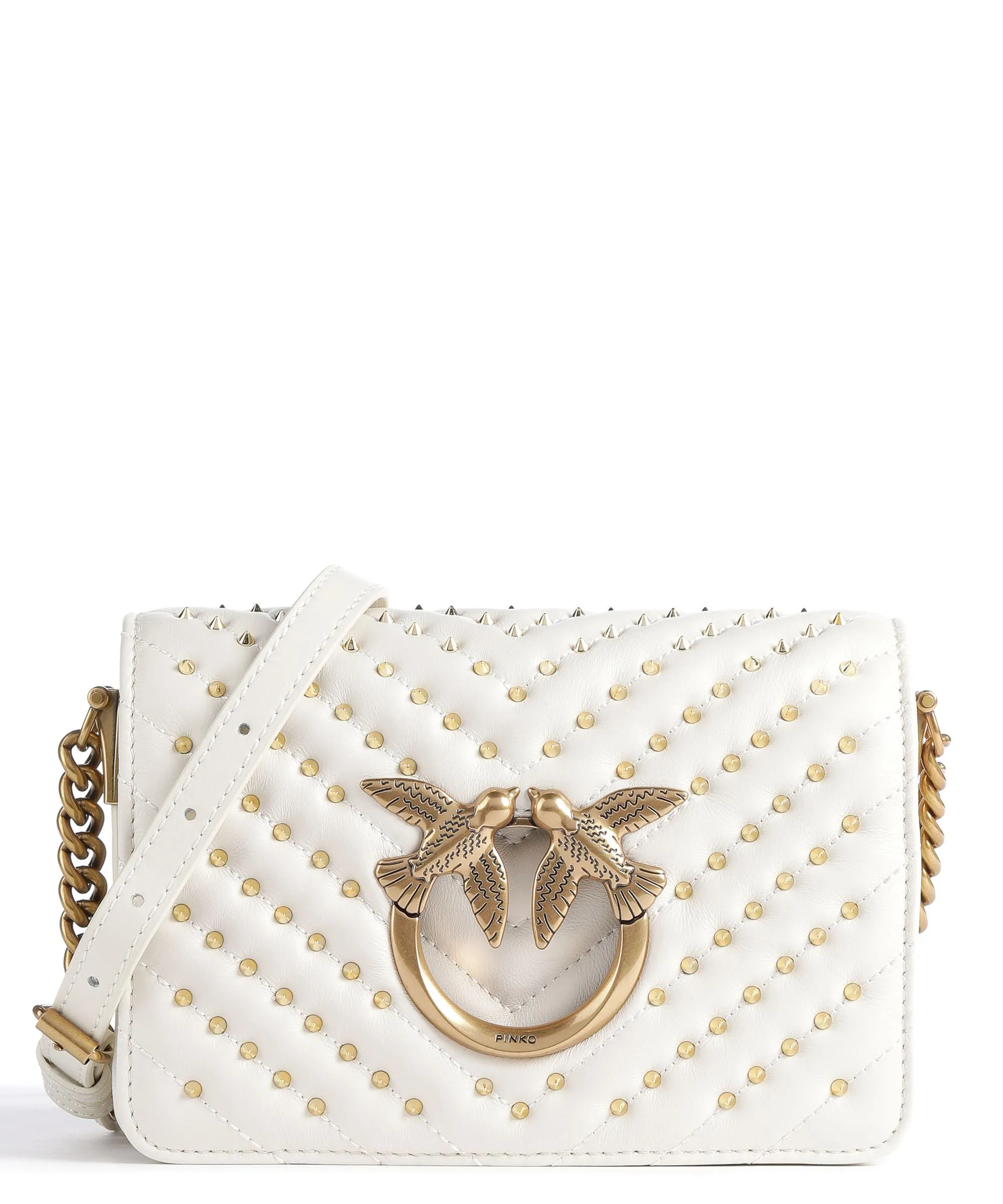  Pinko Love Click Mini Borsa a tracolla pelle di pecora avorio  