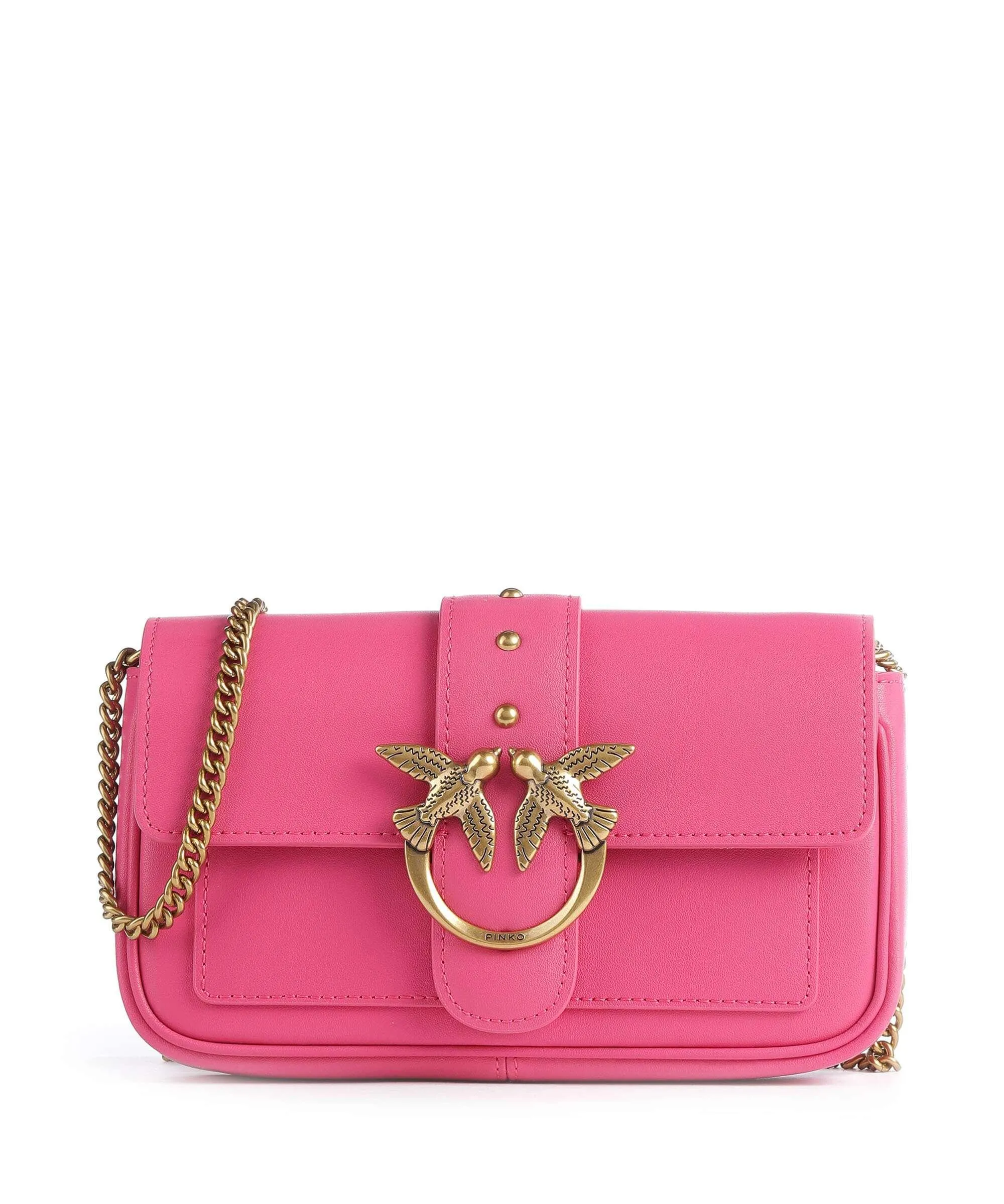  Pinko Love One Borsa a tracolla pelle a grana fine pink  