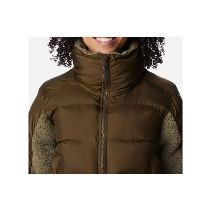 Piumino ibrido da donna Columbia Leadbetter Point Sherpa (verde oliva / verde pietra)