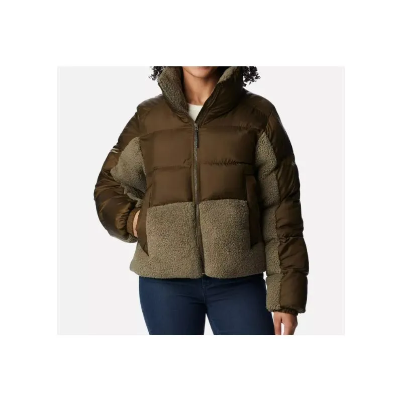 Piumino ibrido da donna Columbia Leadbetter Point Sherpa (verde oliva / verde pietra)