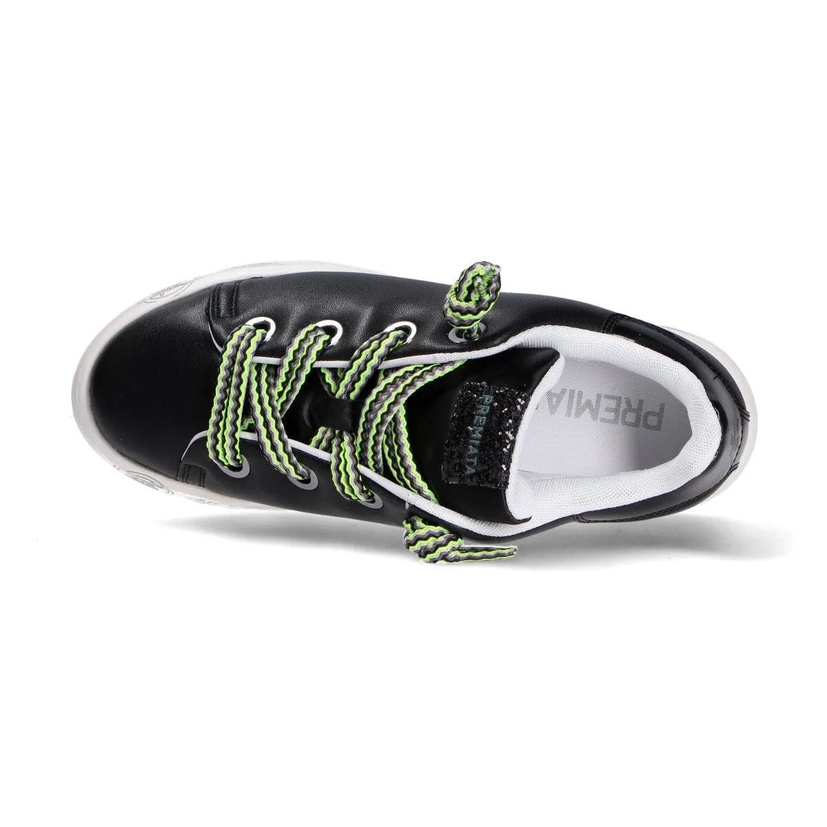Premiata sneakers belle pelle nera lacci multi